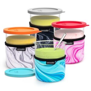 arcoolor ice cream neoprene sleeve, reusable insulated sleeves for ninja creami pints, compatible with nc501, nc500 series deluxe ice cream maker containers -containers not included (24oz, 4 pack)
