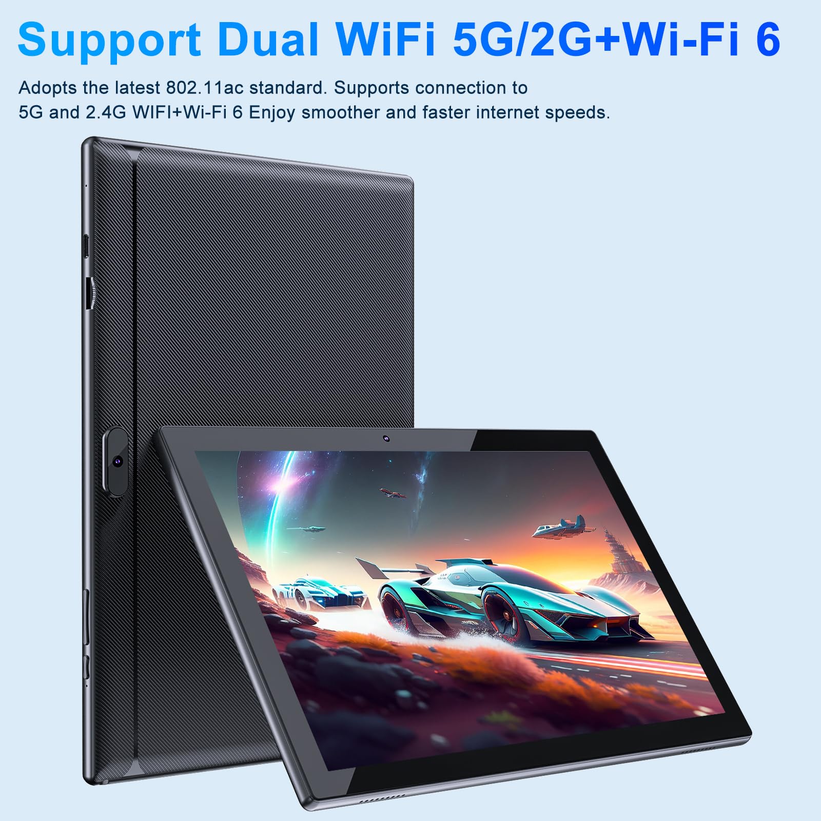 Newest 2024 Android 13 Tablet, 10.1 inch 2 in 1 Tablet with Octa-core Processor, 12GB RAM+128GB+1TB Expand, Long Lasting Battery, 2.4G/5G WiFi 6, Bluetooth 5.0, Dual Camera, Play GMS Certified