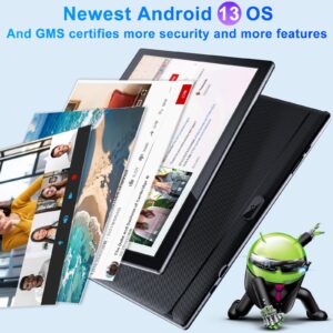 Newest 2024 Android 13 Tablet, 10.1 inch 2 in 1 Tablet with Octa-core Processor, 12GB RAM+128GB+1TB Expand, Long Lasting Battery, 2.4G/5G WiFi 6, Bluetooth 5.0, Dual Camera, Play GMS Certified