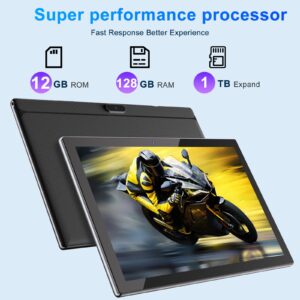 Newest 2024 Android 13 Tablet, 10.1 inch 2 in 1 Tablet with Octa-core Processor, 12GB RAM+128GB+1TB Expand, Long Lasting Battery, 2.4G/5G WiFi 6, Bluetooth 5.0, Dual Camera, Play GMS Certified
