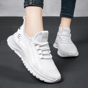 HiGropcore Women's Running Shoes Fashion Sneakers, Lightweight Mesh Walking Shoes Athletic Casual Sport Shoes Low-Top HN4-25 White