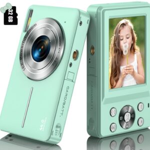 Digital Camera, FHD 1080P Kids Camera 44MP Compact Digital Camera with 32GB Card, 1 Batteries 16X Digital Zoom Point and Shoot Digital Cameras Gift for Kids Boys Girls Teens (Green)