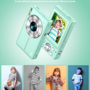 Digital Camera, FHD 1080P Kids Camera 44MP Compact Digital Camera with 32GB Card, 1 Batteries 16X Digital Zoom Point and Shoot Digital Cameras Gift for Kids Boys Girls Teens (Green)