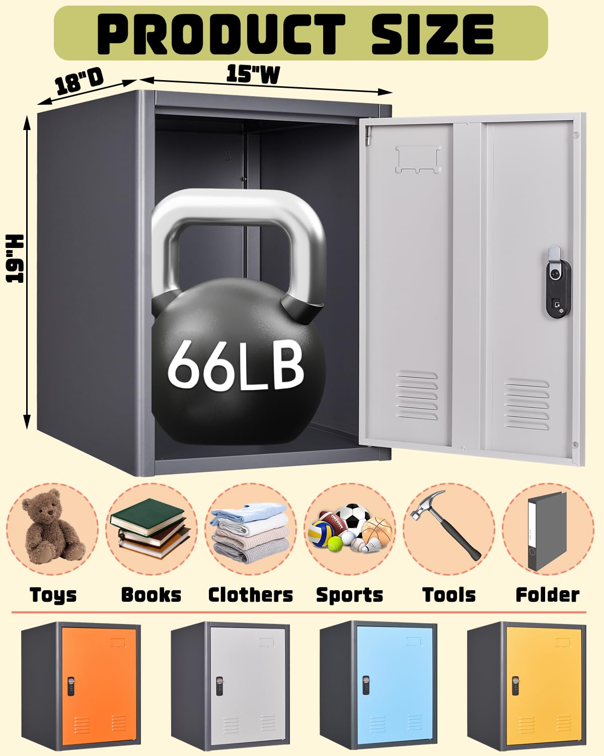 3.5CUB Locker Storage Cabinet, 19.7"H Metal Locker Storage Cabinet With 1 Doors, Small Metal Locker,Lockable Storage Cabinet,for employees,Office,Kids locker - Assembly Required (Elegant Gray)