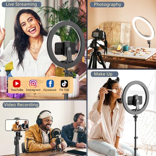 UBeesize 12” Selfie Ring Light with 62” Extendable Tripod Stand & Remote, LED Circle Light with Phone Holder for Video Recording/Makeup/Content Creator (YouTube/TikTok/Twitch), Phone, Camera & Webcam