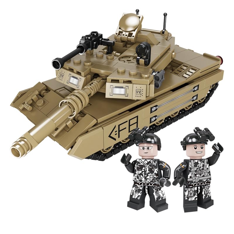 Nitevaw Military Tank Building Blocks Military Sets 406 pcs WW2 Military M1A2 Main Battle Tank Toy with 2 Soldier Figures