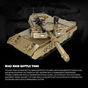 Nitevaw Military Tank Building Blocks Military Sets 406 pcs WW2 Military M1A2 Main Battle Tank Toy with 2 Soldier Figures