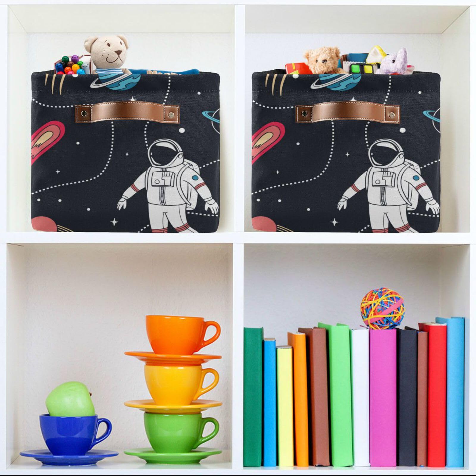 Aslsiy Toy Storage Basket Space Planet Nursery Bins Galaxy Baby Toys Box Canvas Clothes Shelf Basket Laundry Hamper Gift Basket for Home Dorm Closet 1 Pcs
