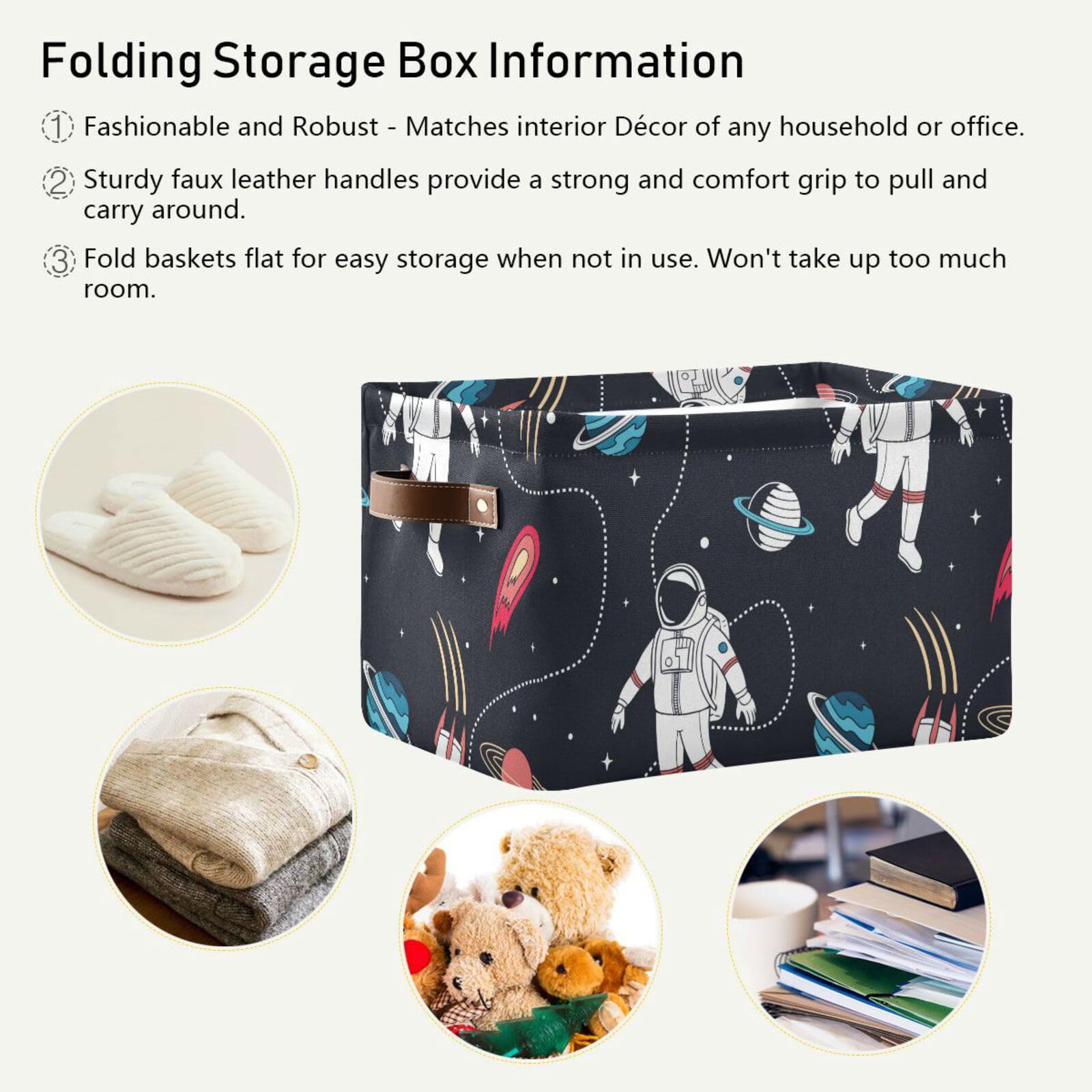 Aslsiy Toy Storage Basket Space Planet Nursery Bins Galaxy Baby Toys Box Canvas Clothes Shelf Basket Laundry Hamper Gift Basket for Home Dorm Closet 1 Pcs