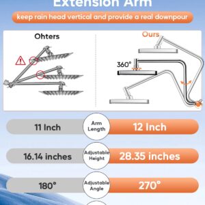 Rain Shower Head with Handheld Combo, High Pressure 12 Inch Rainfall Shower Head with 4 Spray Handheld Shower Heads, Upgrade 12'' Shower Extension Arm for Adjust Up & Down Flexible, Stainless Steel