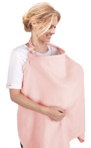 muslin nursing covers for breastfeeding, mvuocr 100% cotton breastfeeding cover for mom, multi-use nursing apron with drawstring bag, soft and breathable privacy nursing covers with wooden hoop