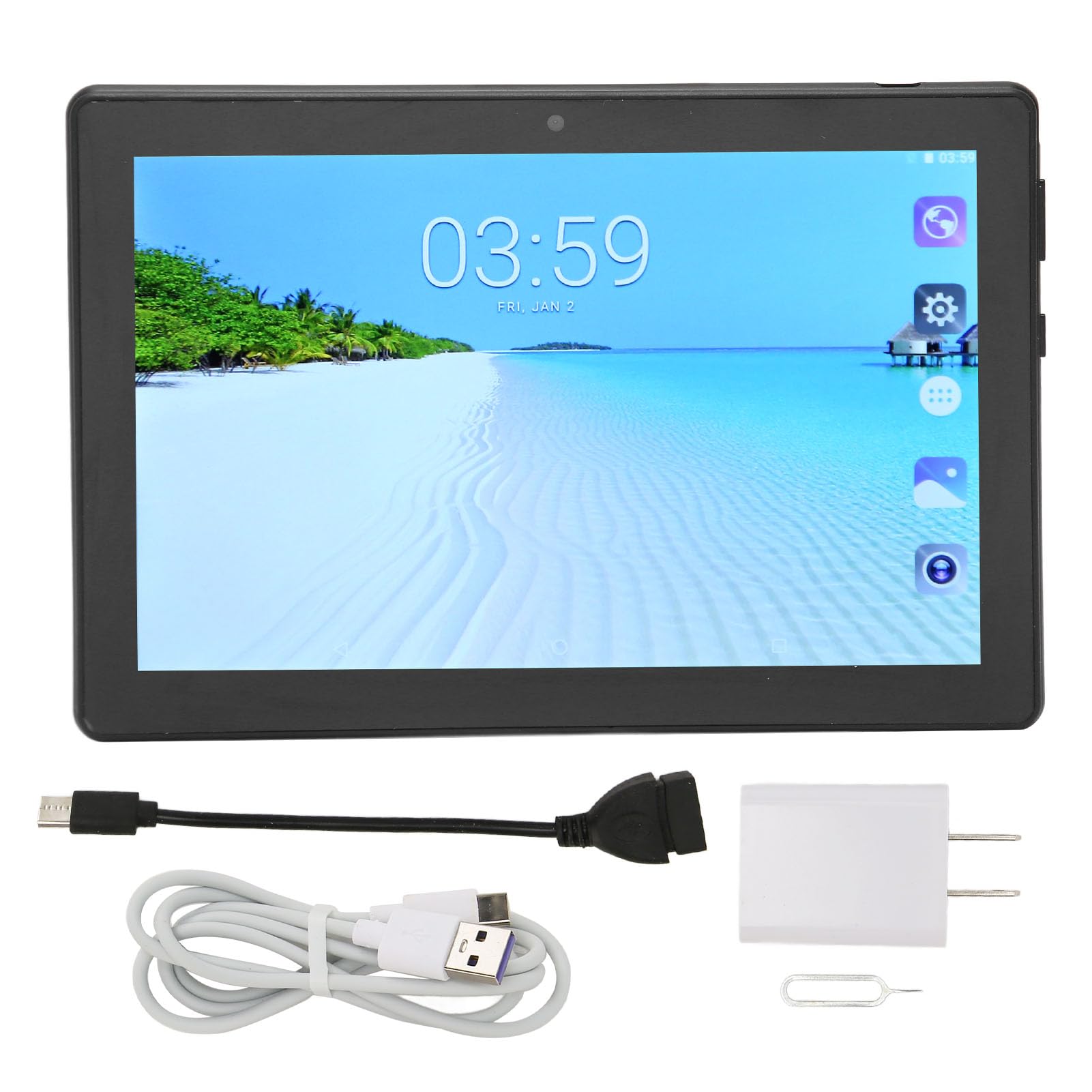 Honio Office Tablet, HD Tablet Octacore CPU Dual Camera US Plug 100‑240V (Black)