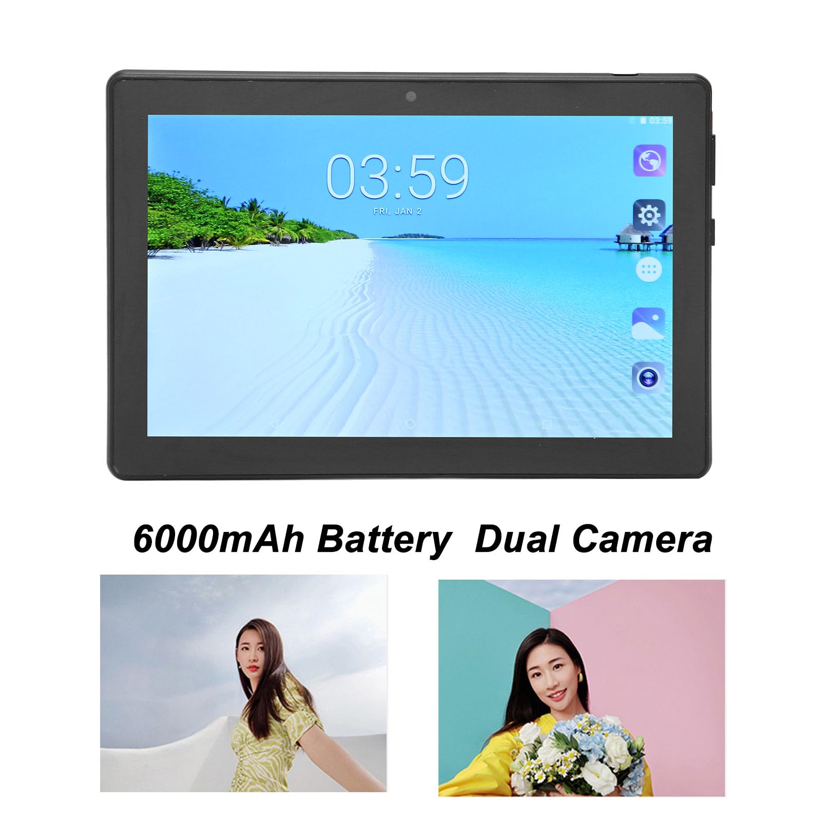 Honio Office Tablet, HD Tablet Octacore CPU Dual Camera US Plug 100‑240V (Black)