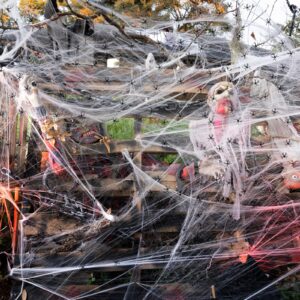 hompavo 【upgraded】 1000 sqft spider webs halloween decorations with 30 extra fake spiders, realistic stretchy cobwebs halloween decor for indoor outdoor party supplies
