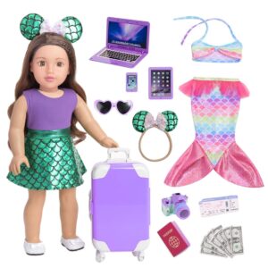 sweet dolly 18 inch mermaid doll clothes and accessories ariel's journey doll suitcase luggage travel play set for 18 inch dolls