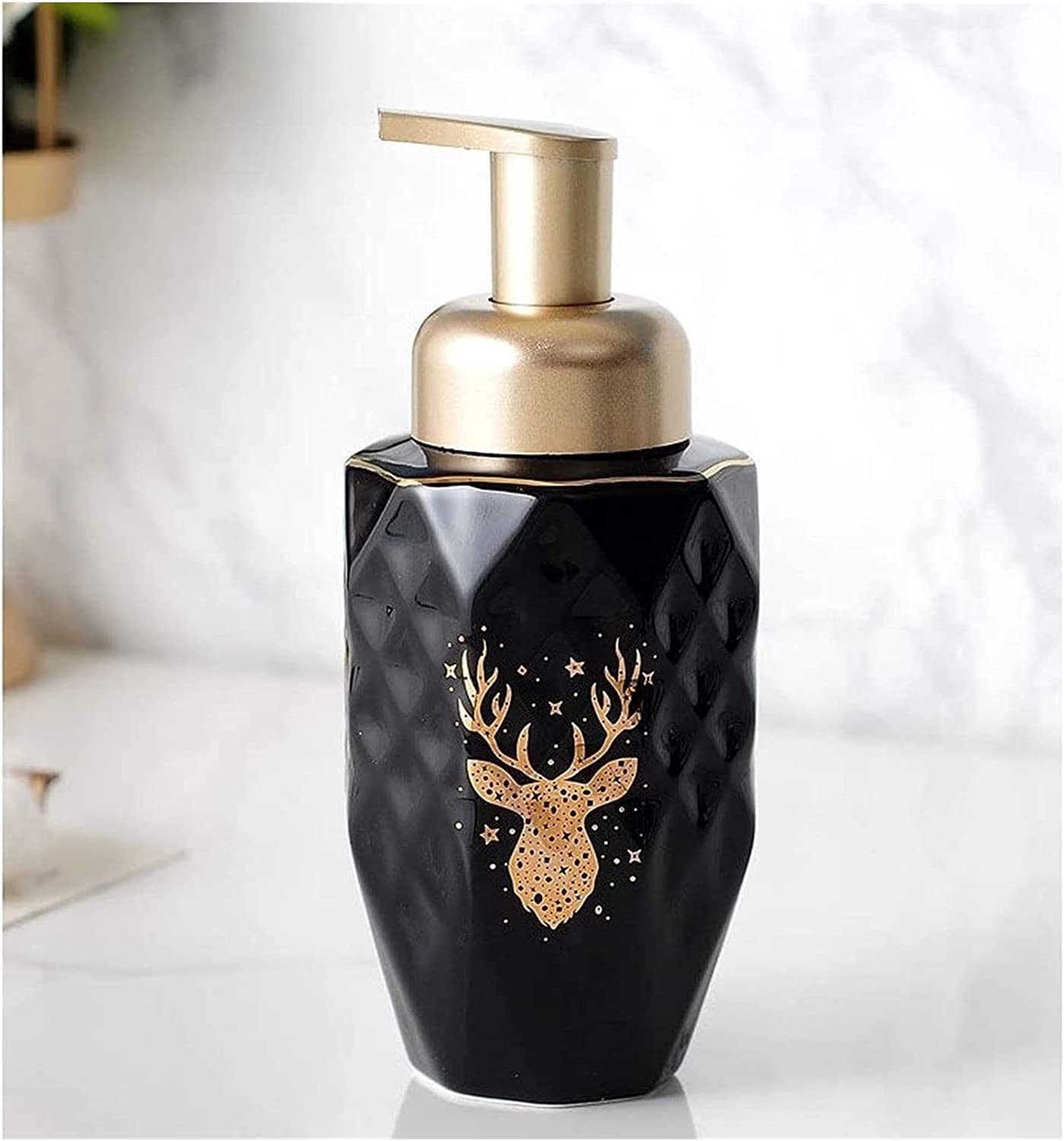 Bottles Bottle Black Ceramics Soap Dispenser Foaming Soap Dispenser with Pump for Kitchen Or Bathroom Counter-top Dispenser Holder