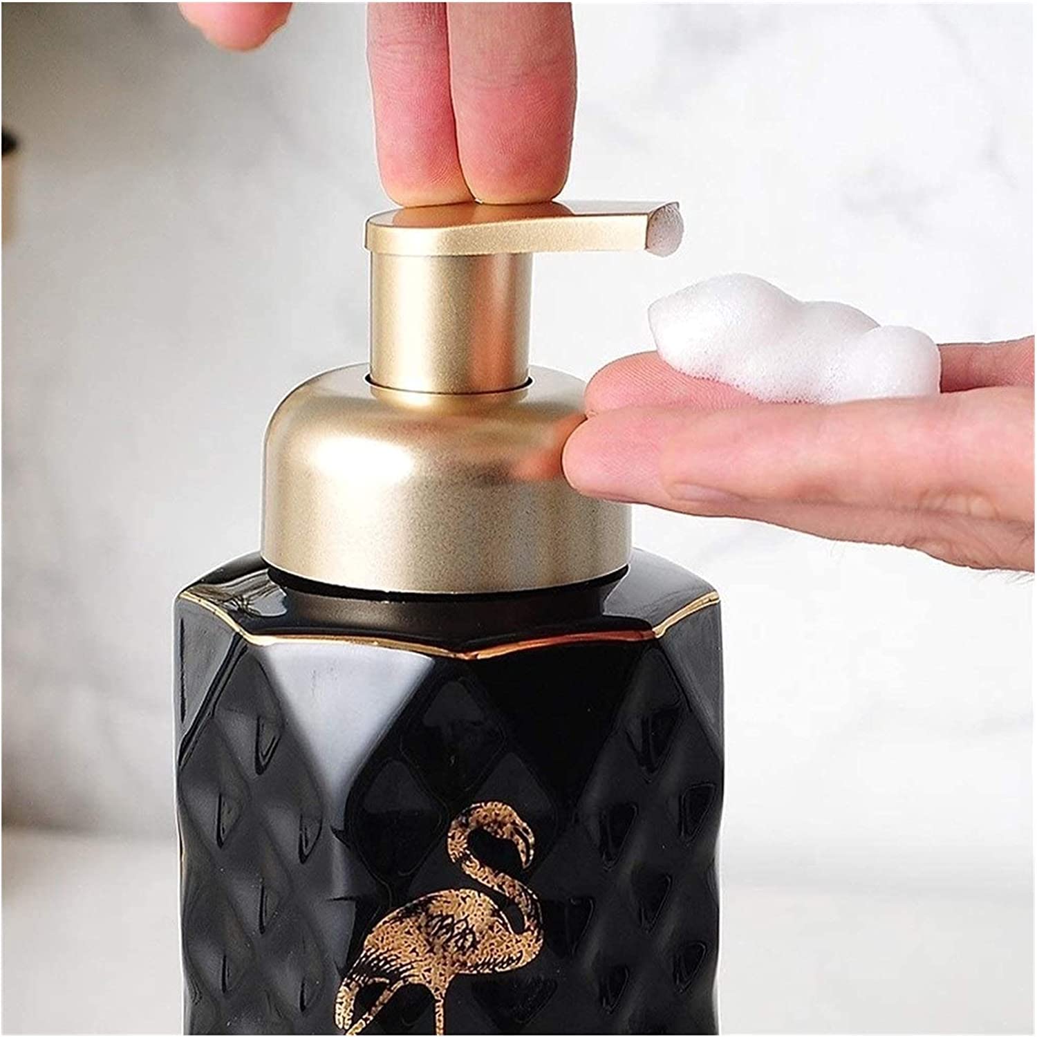 Bottles Bottle Black Ceramics Soap Dispenser Foaming Soap Dispenser with Pump for Kitchen Or Bathroom Counter-top Dispenser Holder