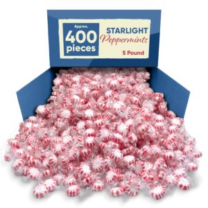 starlight peppermint bulk candy - 5 pounds approx 400 pieces - bulk candy individually wrapped - hard candy - mints bulk - christmas candy, peppermint candy - ideal christmas peppermint - candy - holiday mints - christmas candy bulk