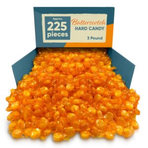 butterscotch hard candy - 3 pounds approx 225 pieces of creamy butterscotch drops - bulk candy for holiday season, holiday candy individually wrapped christmas candy, perfect for sharing and gifting - hard candy butterscotch