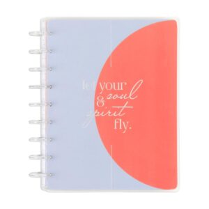 happy planner disc-bound 12-month planner, january 2024–december 2024 daily, weekly, monthly planner, classic size, faith layout, peony & sky theme, 7 inches by 9 3/4 inches