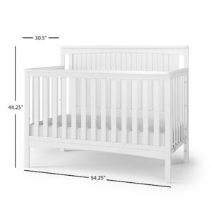 Child Craft Scout 4-Piece Nursery Set with 4-in-1 Convertible Crib, Dresser with Changing Table Topper, Cozy Glider, and Toy Box, Grows with Your Baby (Matte White)