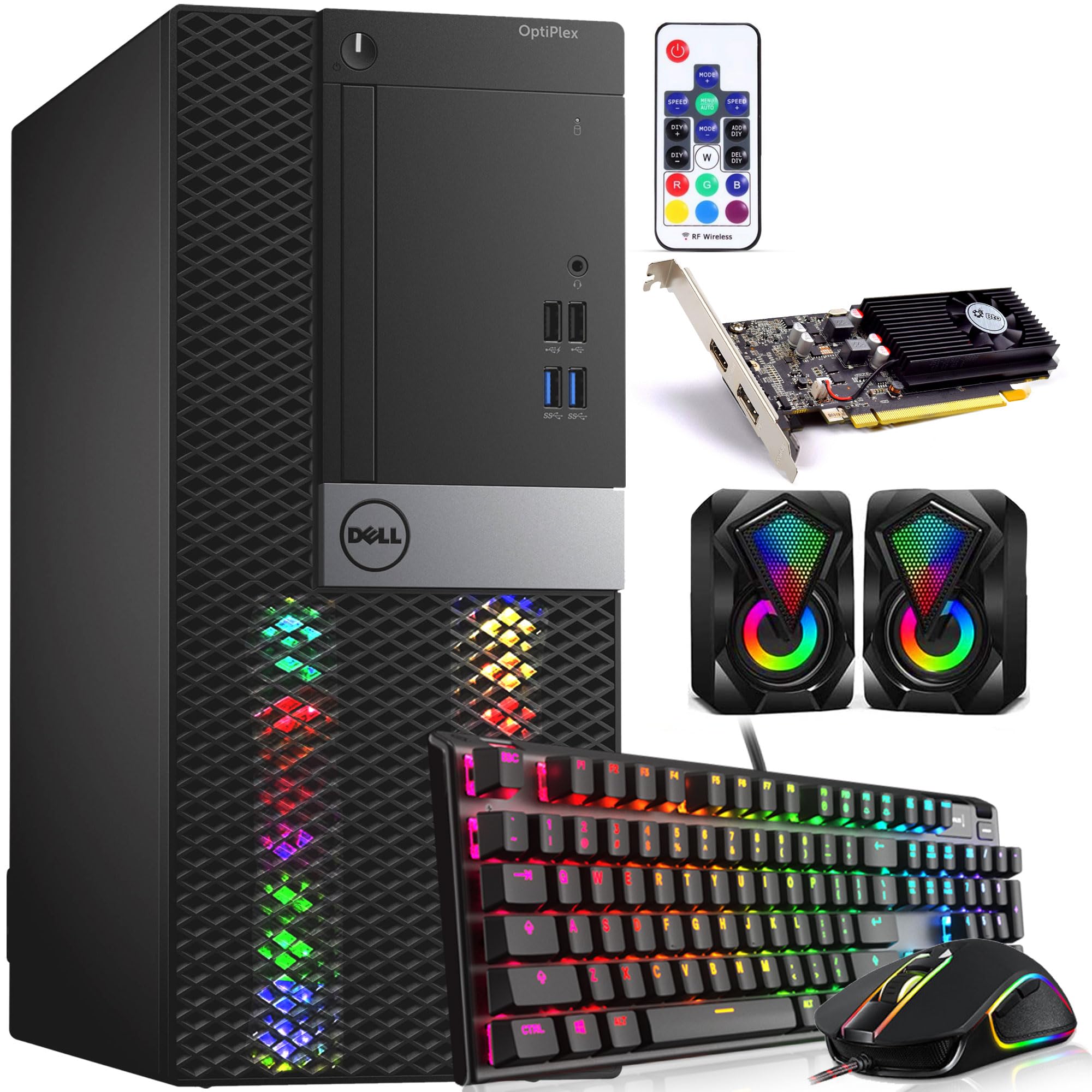 Dell RGB Gaming Tower Computer - Intel Core i5 6th Gen, NVIDIA GTX 1050 Ti 4GB GDDR5, 32GB DDR4 Ram, 1TB SSD, Prebuilt Gaming Desktop PC with Built-in WiFi & RGB Set, Windows 10 Pro (Renewed)