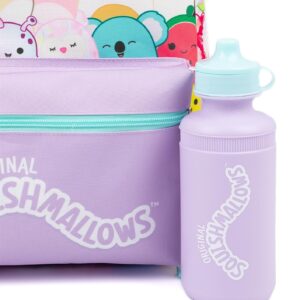 Squishmallows Girls 4 Piece Backpack Set | Kids Purple Rucksack Bundle with School Bag, Pencil Case, Lunch Bag & Water Bottle