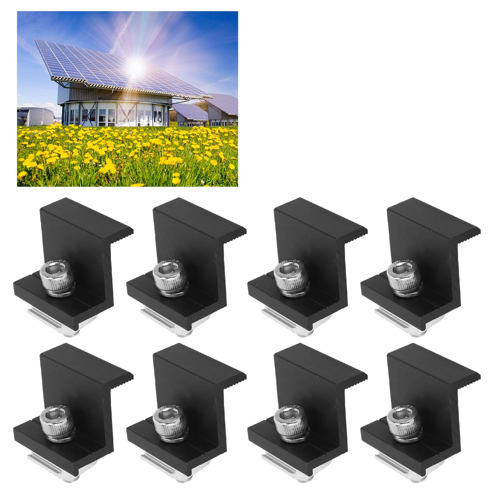 12Pcs PV Solar Panel Z End Clamp Aluminum Alloy Solar Z Bracket Clamp for RVs Houses Solar Panel Installations (45mm)