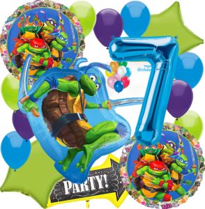 amscan anagram unique birthday balloons, large ninja theme collection, party accessory, multicolor, 7th birthday officially licensed