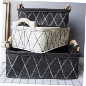 Alipis 1pc Felt Storage Basket Fabric Storage Basket Cube Basket with Handles Desk Topper Kitchen Rectangular Storage Fabric Mini Storage Bins Office Desk Decor Box Frame Wood Clothing