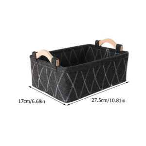 Alipis 1pc Felt Storage Basket Fabric Storage Basket Cube Basket with Handles Desk Topper Kitchen Rectangular Storage Fabric Mini Storage Bins Office Desk Decor Box Frame Wood Clothing