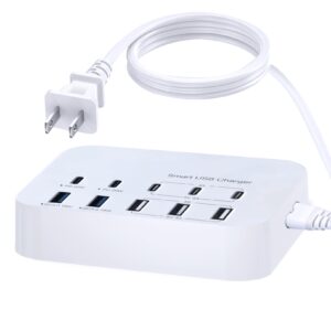 usb c charging station, 106w quick usb c charger charging hub 10 powerport for multiple devices fast charging power stock station for iphone tablet computer