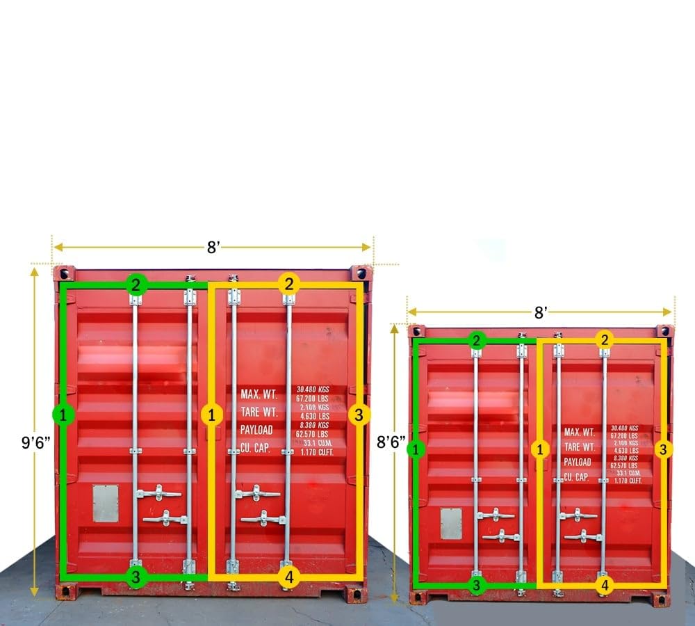 Mytee Products Shipping Container Door Gaskets - 2Pc Complete Door Seal Gasket Set - Container Rubber Door Sealer (3 - Sided Left Hand Side & 4 Sided 8 ft 6”) - Shipping Container Gasket