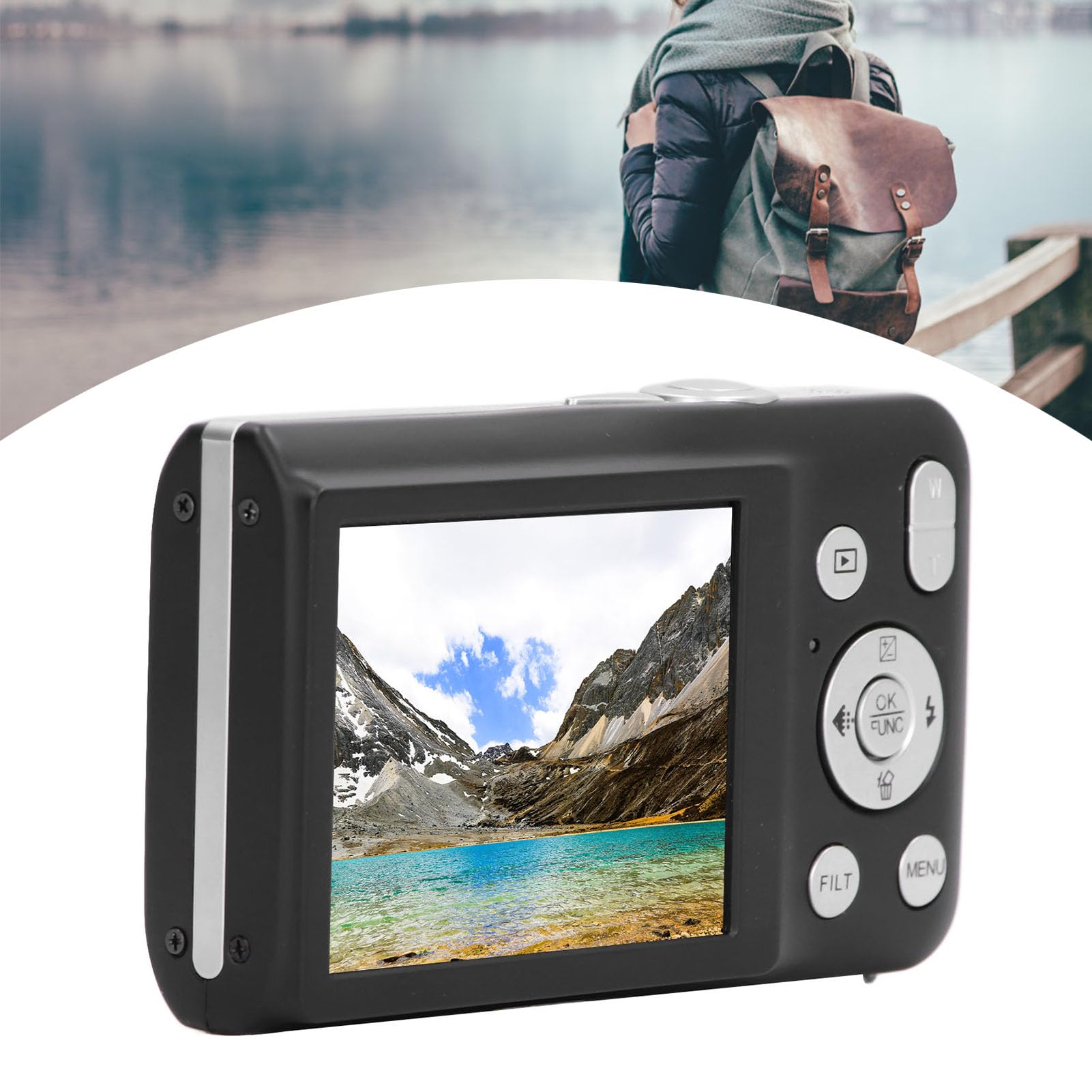 Dpofirs 8K Digital Camera, 2.7inch 68MP IPS Vlogging Selfie Dual Screen Camera with 16X Digital Zoom, 20 Built in Beauty Filters, 750mAh WiFi Digital Video Camera for Vlogging (Black)
