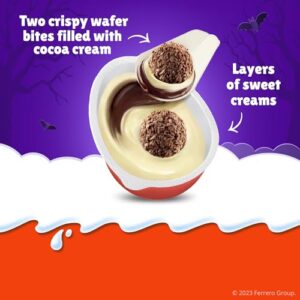 kinder joy eggs, 15 count, treat plus toy, halloween party fun, kids party favors, sweet cream and chocolatey wafers, individually wrapped, 10.5 oz