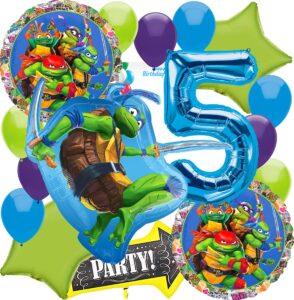 amscan anagram unique birthday balloons, large ninja theme collection, party accessory, multicolor, 5th birthday officially licensed