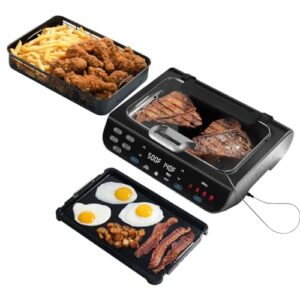 FoodStation Smokeless Grill, Griddle & Air Fryer with with Smoke Extracting Technology, 6 One-Touch Cooking Functions, Extra-Large Nonstick Cooking Surface, and Integrated Temperature Probe