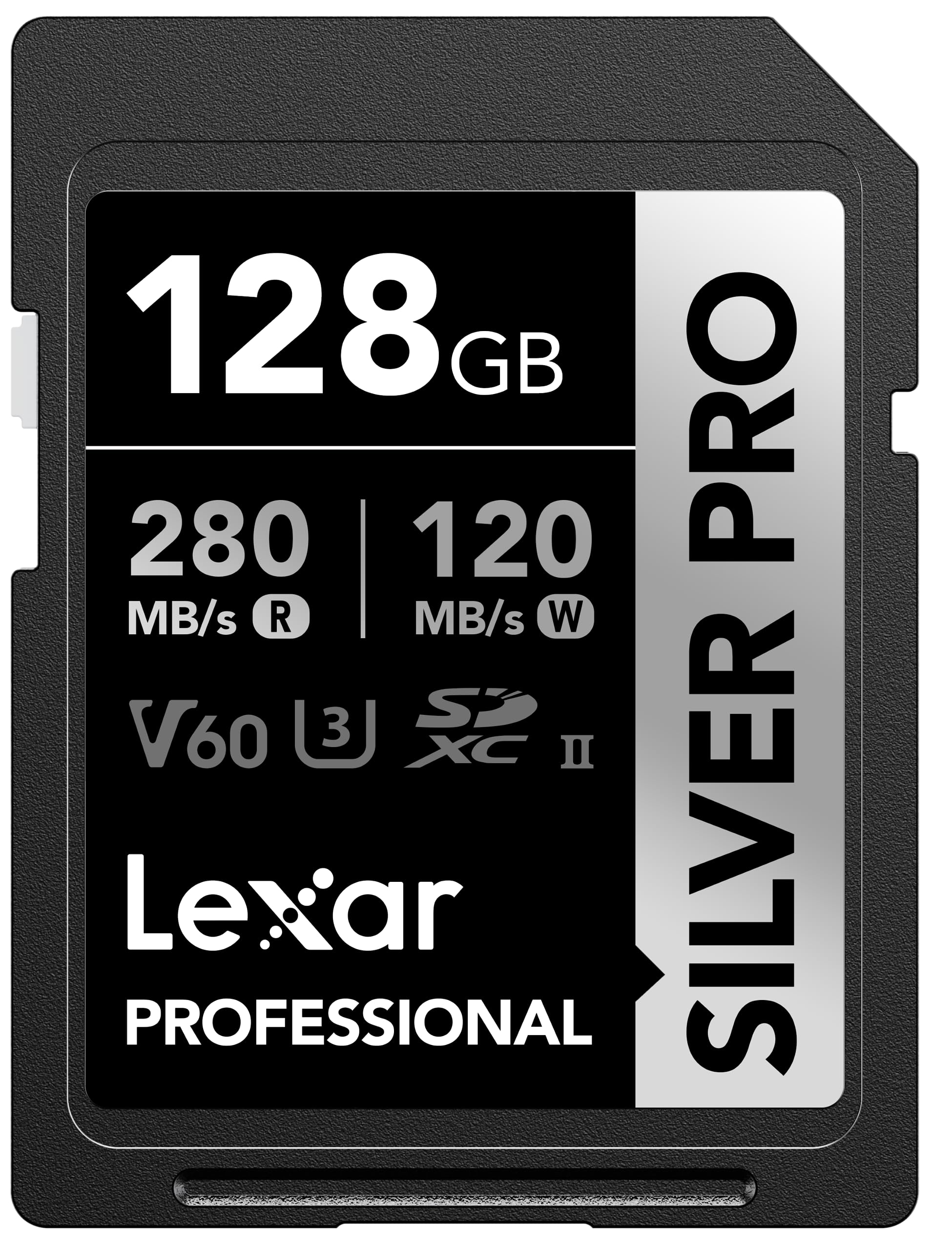 Lexar 128GB Professional 128GB SILVER PRO SDXC Memory Card, UHS-II, C10, U3, V60, Full-HD & 4K Video, Up To 280MB/s Read, for Professional Photographer, Videographer, Enthusiast (LSDSIPR128G-BNNNU)