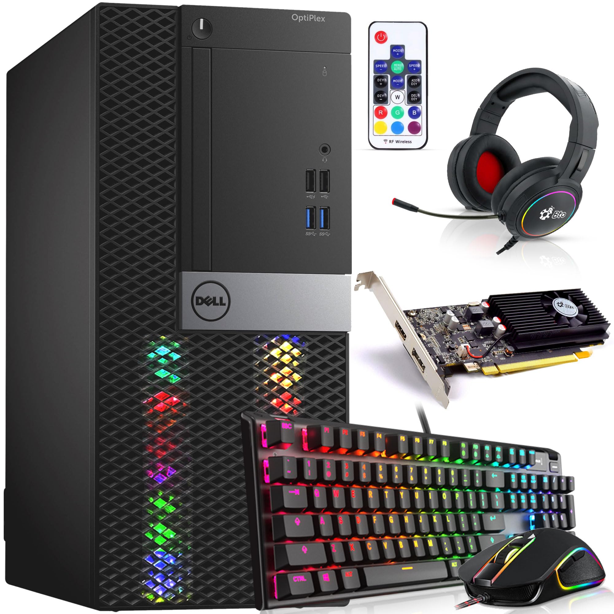 Dell RGB Gaming Tower Computer PC, Intel Core i5 6th Gen, 32GB DDR4 Ram, 1TB Solid State Drive, AMD Radeon RX 6400 4GB GDDR6, Built-in WiFi, HDMI, RGB Set, Windows 10 Pro (Renewed)