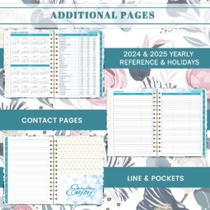 2024 Planner - Planner/Calendar 2024, Jan 2024 - Dec 2024, 2024 Planner Weekly and Monthly with Tabs, 6.3" x 8.4", Hardcover with Back Pocket + Thick Paper + Twin-Wire Binding - Petunia