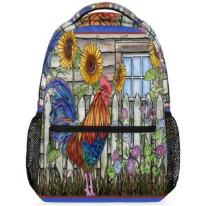 rooster oil painting travel laptop backpacks lightweight travel hiking camping casual daypack backpack for men women adults