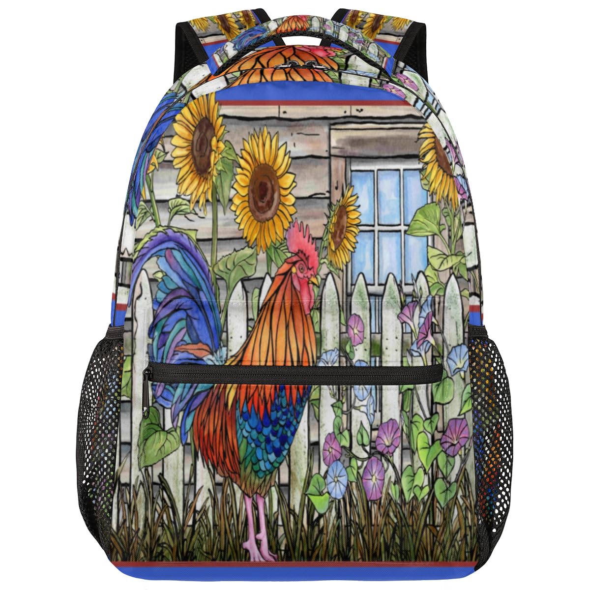 Rooster Oil Painting Travel Laptop Backpacks Lightweight Travel Hiking Camping Casual Daypack Backpack for Men Women Adults