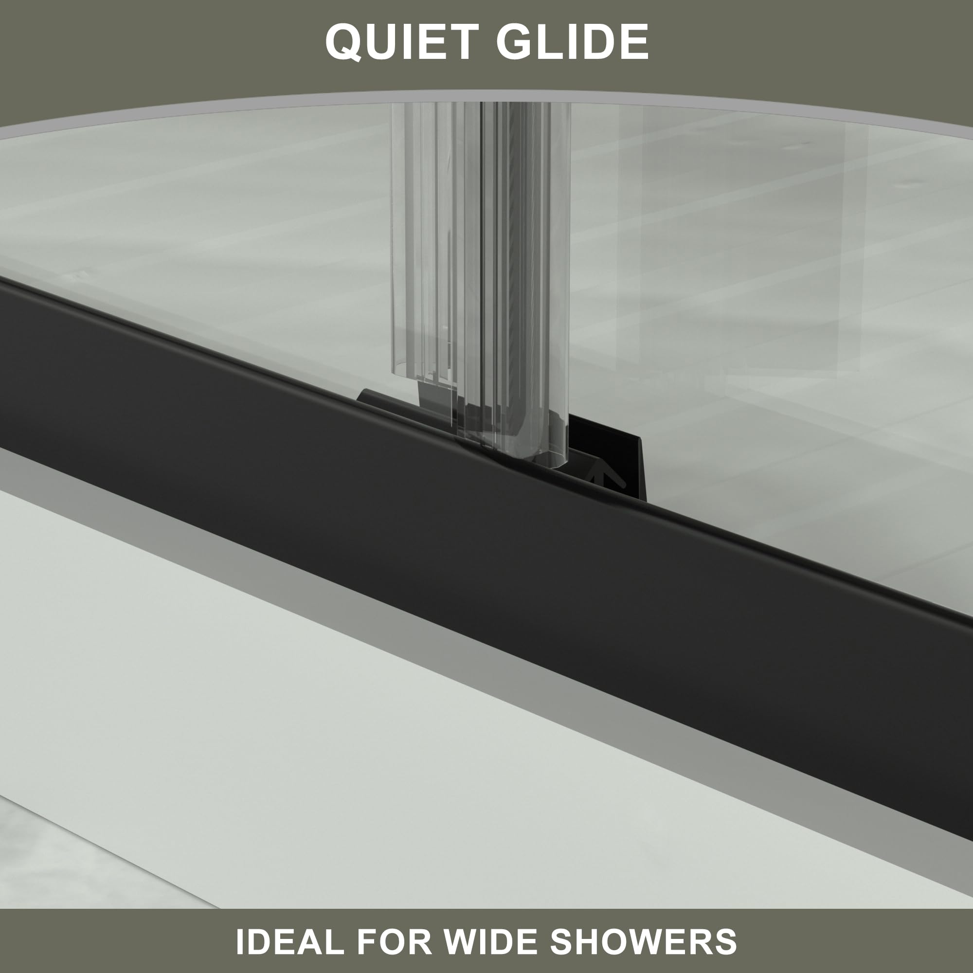 Gxcevsou 44-48" W x 72" H Semi-Frameless Sliding Shower Door, Glass Shower Door with 1/4'' (6mm) Clear SGCC Tempered Glass, Matte Black Finish, Shower Doors can be Installed Left and Right