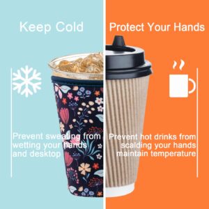 3 Pack Reusable Iced Coffee Sleeves for Iced Coffee Cups or Drinks Reusable Neoprene Insulated Sleeves for Hot and Cold Drinks from Starbucks, Dunkin, And More (Butterfly Bush)