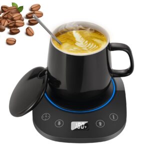 hyrixdirect coffee mug warmer with mug spoon set, electric coffee cup warmer for desk with auto shut off, 7 temperature setting heated coffee mug, beverage, milk, tea warmer