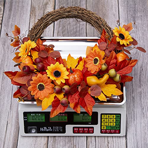 Halloween Decorations,Fall Wreaths for Front Door,Halloween Simulated Sunflower Pumpkin Wreath,Home Relaxed Decor,Outdoor Halloween Decorations,Wall Wreath for Indoor Outdoor