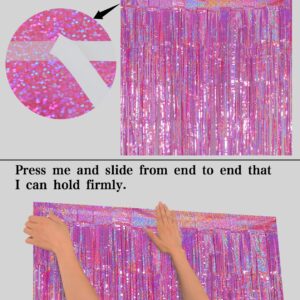 New Years Decorations 2024 Pink - Melsan 3 Pack 3.2 x 8.2 ft Tinsel Curtain Party Photo Backdrop for New Years Eve Decorations Birthday Party Engagement Party or Bachelorette Party Supplies