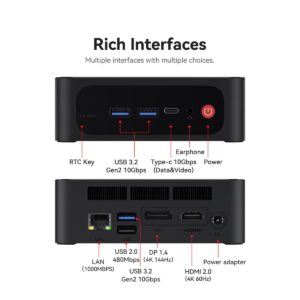 Beelink SER5 MAX Mini PC, AMD Ryzen 7 5800H(8C/16T, up to 4.4GHz) Mini Computer 16GB RAM 500GB M.2 2280 NVMe SSD Graphics 8cores 2000 MHz WiFi6/BT5.2/HDMI+DP+Type-C, Support 4K Triple Display