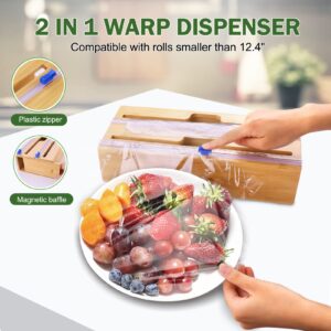 MapleGrace 6 in 1 Openable Bag Organizer for Kitchen Drawer Foil and Plastic Wrap Organizer with Cutter, Separate Storage Bag Organizer for Kitchen Storage, for Gallon,Quart,Sandwich,Snack