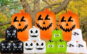 selpont igns halloween leaf bags pumpkin plastic lawn and leaf bags decoration - outdoor fall trash bag decor garden sculpture outdoor decoration